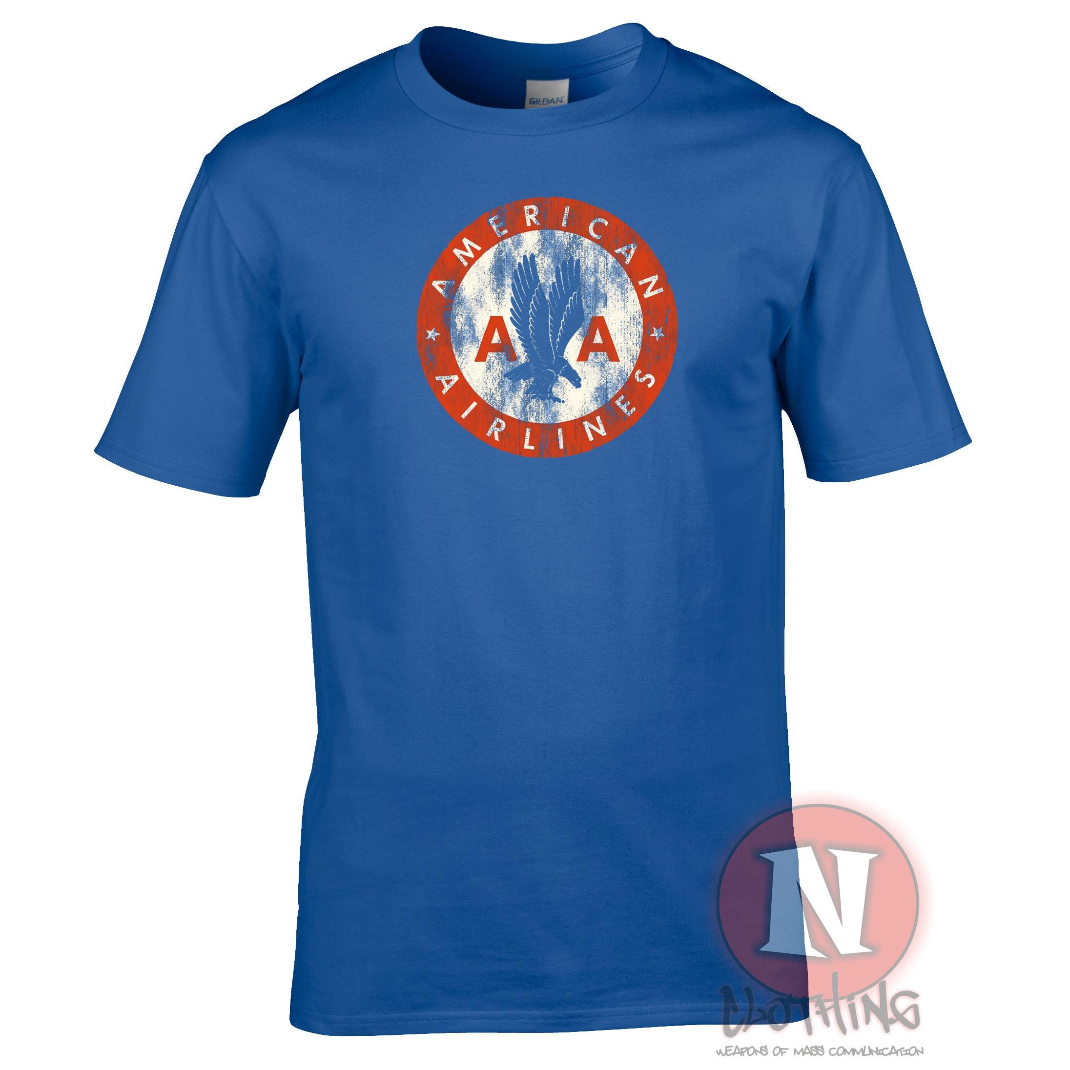 Americanaアメリカン航空 Tシャツ 航空機デザイン アメリカン航空のTシャツ クラシックなダメージ加工の航空会社