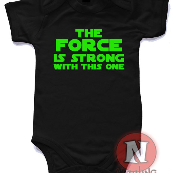 The force is strong with this one baby suit vest.  Babygrow baby suit in sizes from 0-3 up to 12-18 months and 8 colours.