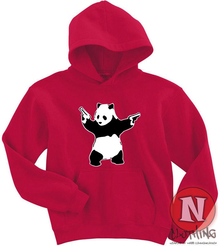 Banksy Pandamonium Hoodie Hooded Top Panda Street Art Graffiti Stencil ...