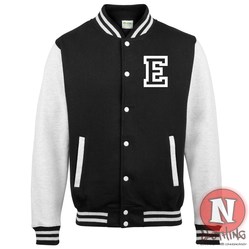 Custom Kids Varsity Jacket, for Sports and after school clubs, Name or Number Varsity, Personalised Unisex Baseball Jacket Black/heather grey