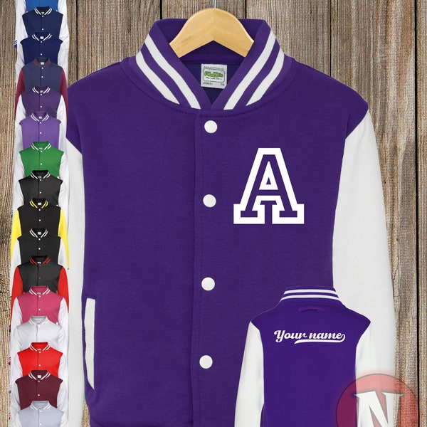 Personalised Varsity Kids Jacket Etsy