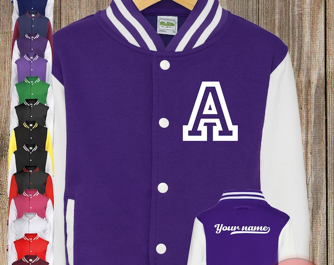 Custom Kids Varsity Jacket, for Sports and after school clubs, Name or Number Varsity, Personalised Unisex Baseball Jacket