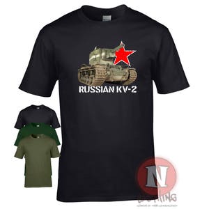 World war 2 Russian Kv-2 tank t-shirt. A classic Russian military vehicle from the second world war