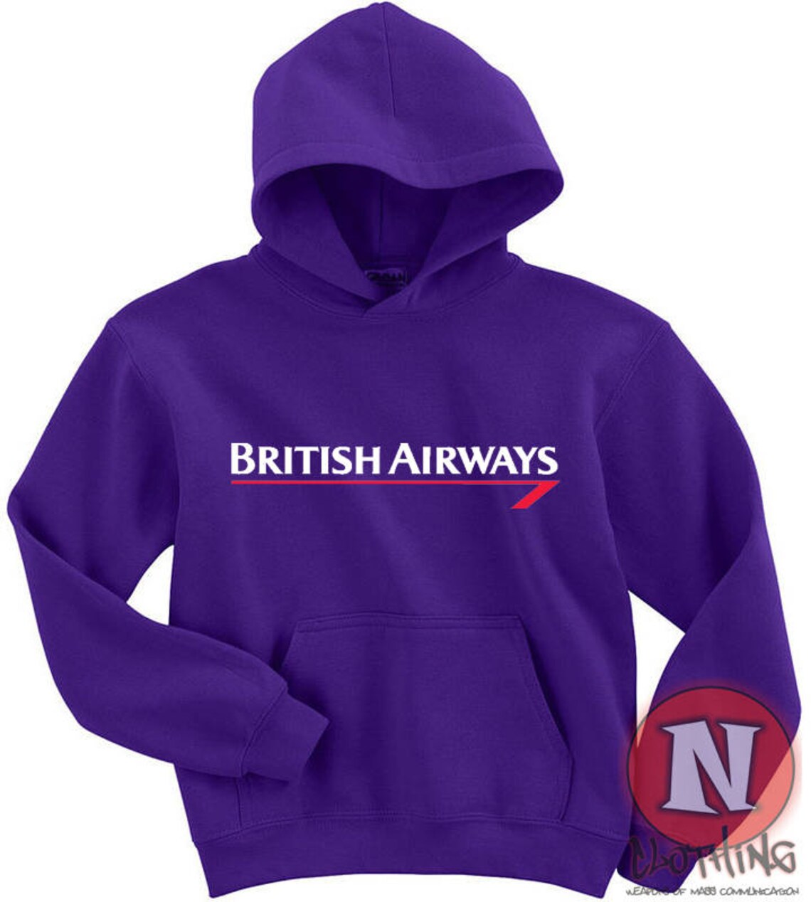 British Airways New Logo Hoodie - Unisex Airline Hooded Sweatshirt, Poly-Cotton Blend (UK Made) 4 thumbnail image