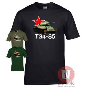 World war 2 Russian T34-85 tank t-shirt. A classic Axis military vehicle from the second world war