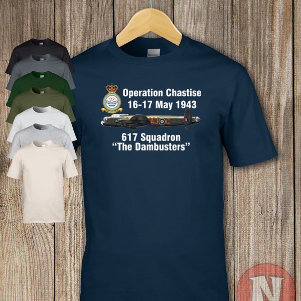Dambusters t-shirt. Operation Chastise RAF 617 Squadron Lancaster WW2 raid