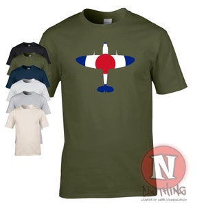 Spitfire fighter aircraft t-shirt RAF roundel design. The legendary World War 2 fighter aircraft