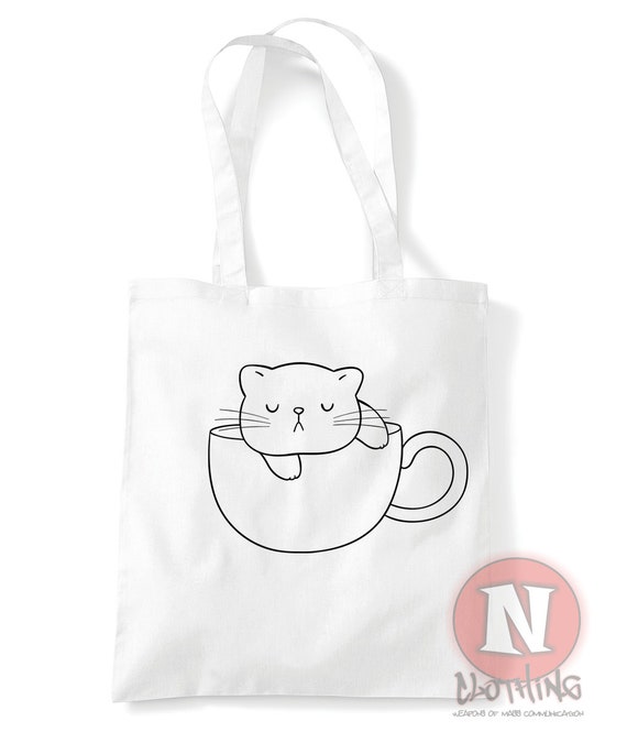 Komociya Tote Bag In Tela Gatto Bianca Con Cerniera – Borsa Estetica Ragazze, Capiente E Riutilizzabile Per Scuola E Spesa