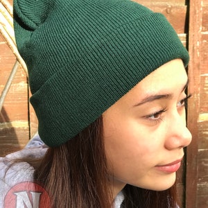 Original cuffed beanie hat turn up winter beenie festival club 42 colours brand new Bottle green