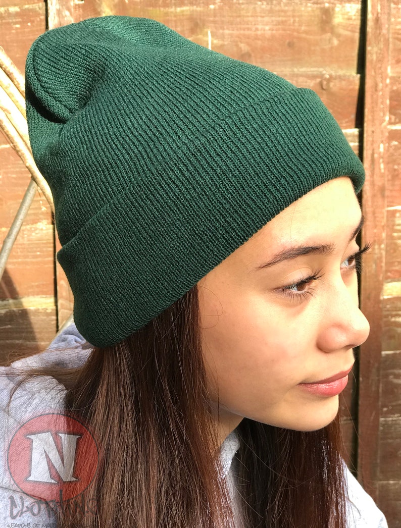 Original cuffed beanie hat turn up winter beenie festival club 42 colours brand new Bottle green