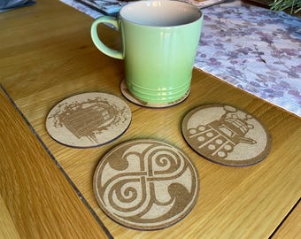 Dr Who drinks coaster set of 4 wooden varnished finish