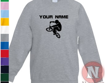 Benutzerdefinierte BMX Kinder Sweatshirt Top Freestyle Biker Tricks personalisierte Pullover