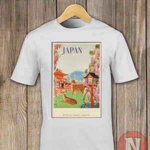 Japan travel poster t-shirt.  Authentic 1930&#39;s Japanese tourist board artwork
