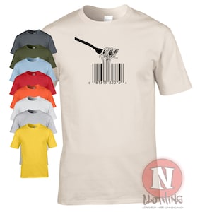 Spaghetti barcode t-shirt for pasta lovers. Street art meets Italian cuisine