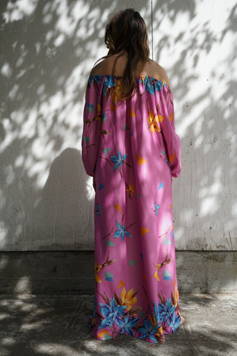 VINTAGE Hawaiian MUUMUU hibiscus purple pink XL Large Medium Aloha mumu swimsuit coverup