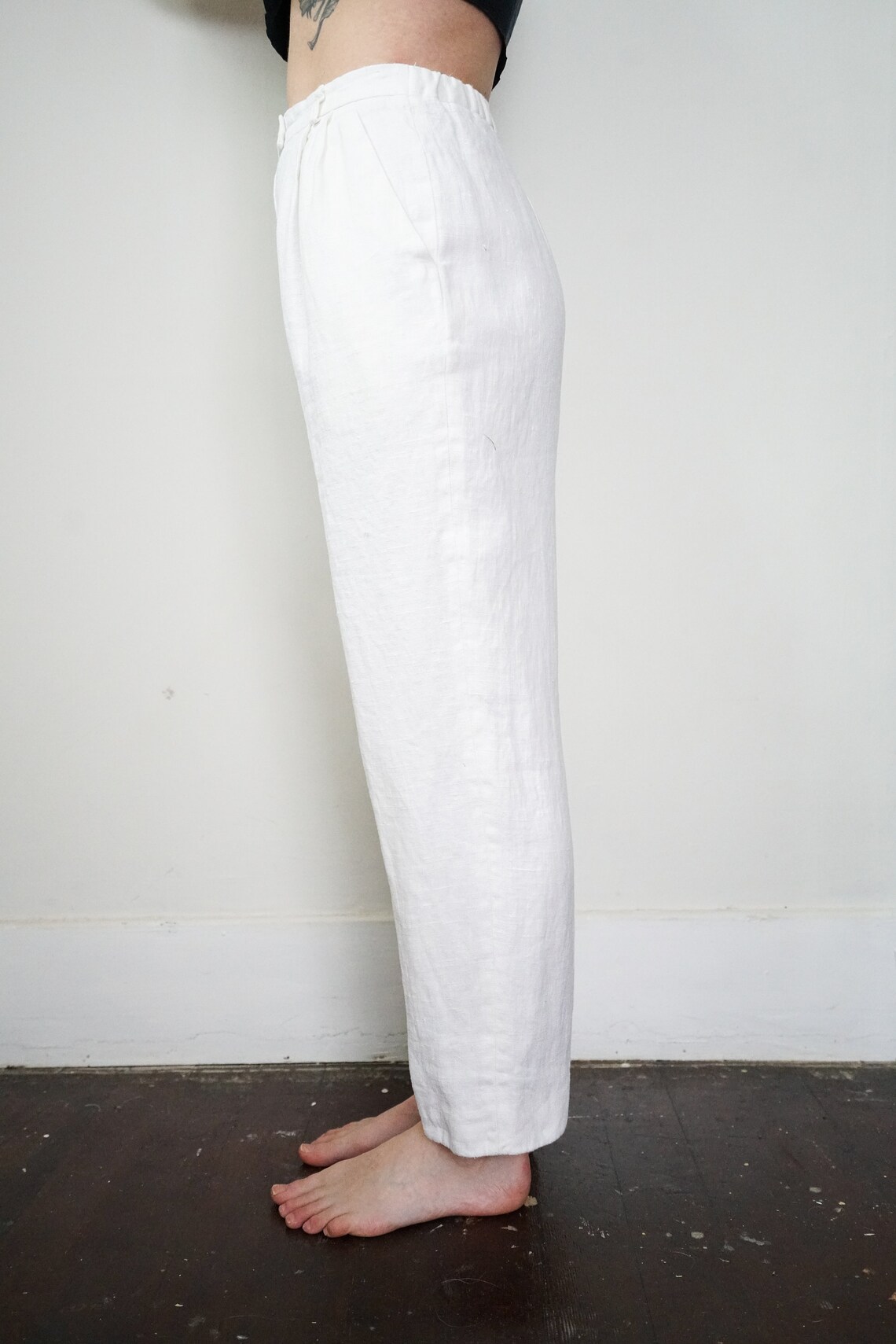 High Rise White LINEN Trousers by Harve Benard Size 8 | Etsy