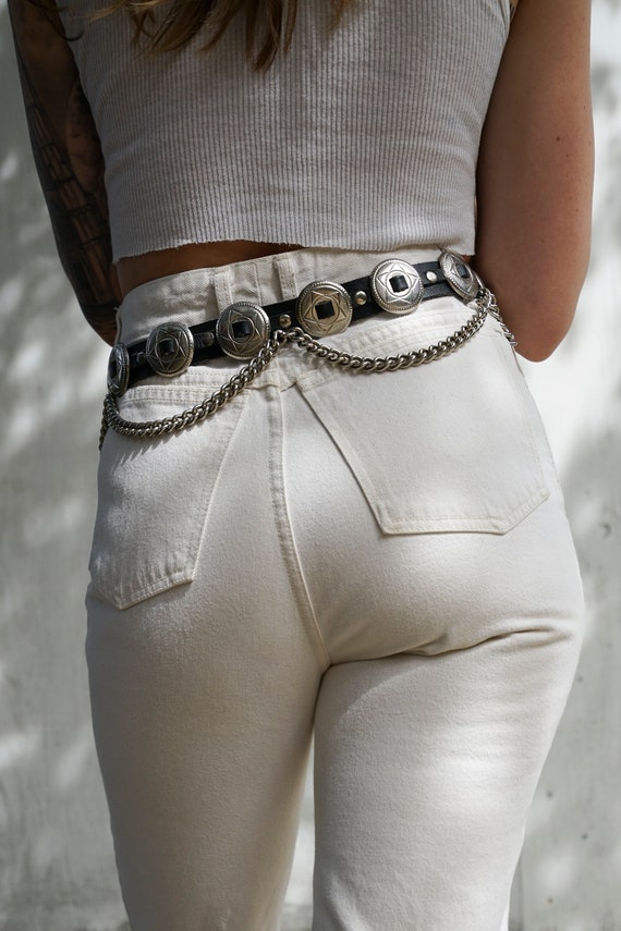 Southwest Gypsy Silver and Black Leather Belt Bike