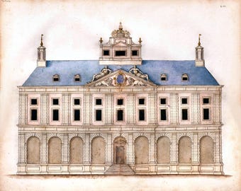 Spanish Palace Elevation – Late 18th‑Century Architectural Drawing by an Anonymous Madrid Architect