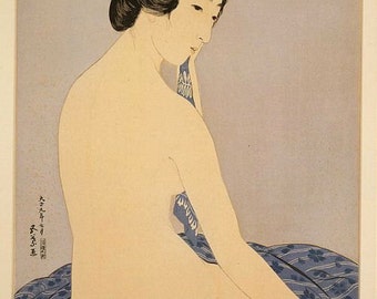 Woman after bath by Goyo Hashiguchi, Japanese woodblock reproduction print