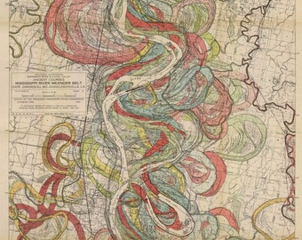 Ancient Courses of the Mississippi River – Harold Fisk Meander Belt Map, Sheet 10 (Mayersville to Vicksburg), 1944