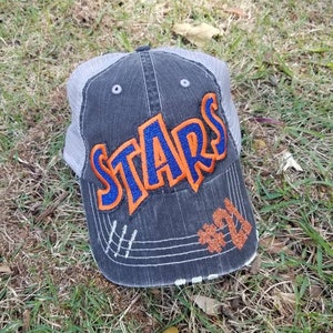 Stars Baseball Hat, custom baseball hat, custom rhinestone design, football, baseball, band, softball