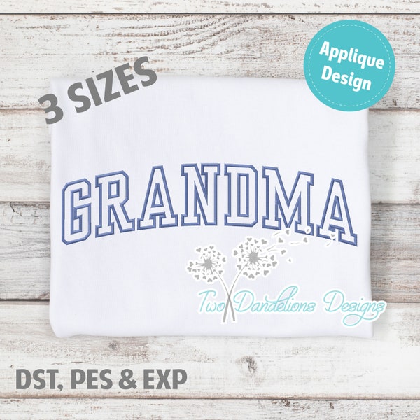 GRANDMA Applique Embroidery Design LARGE, machine embroidery, grandma design, grandma embroidery design