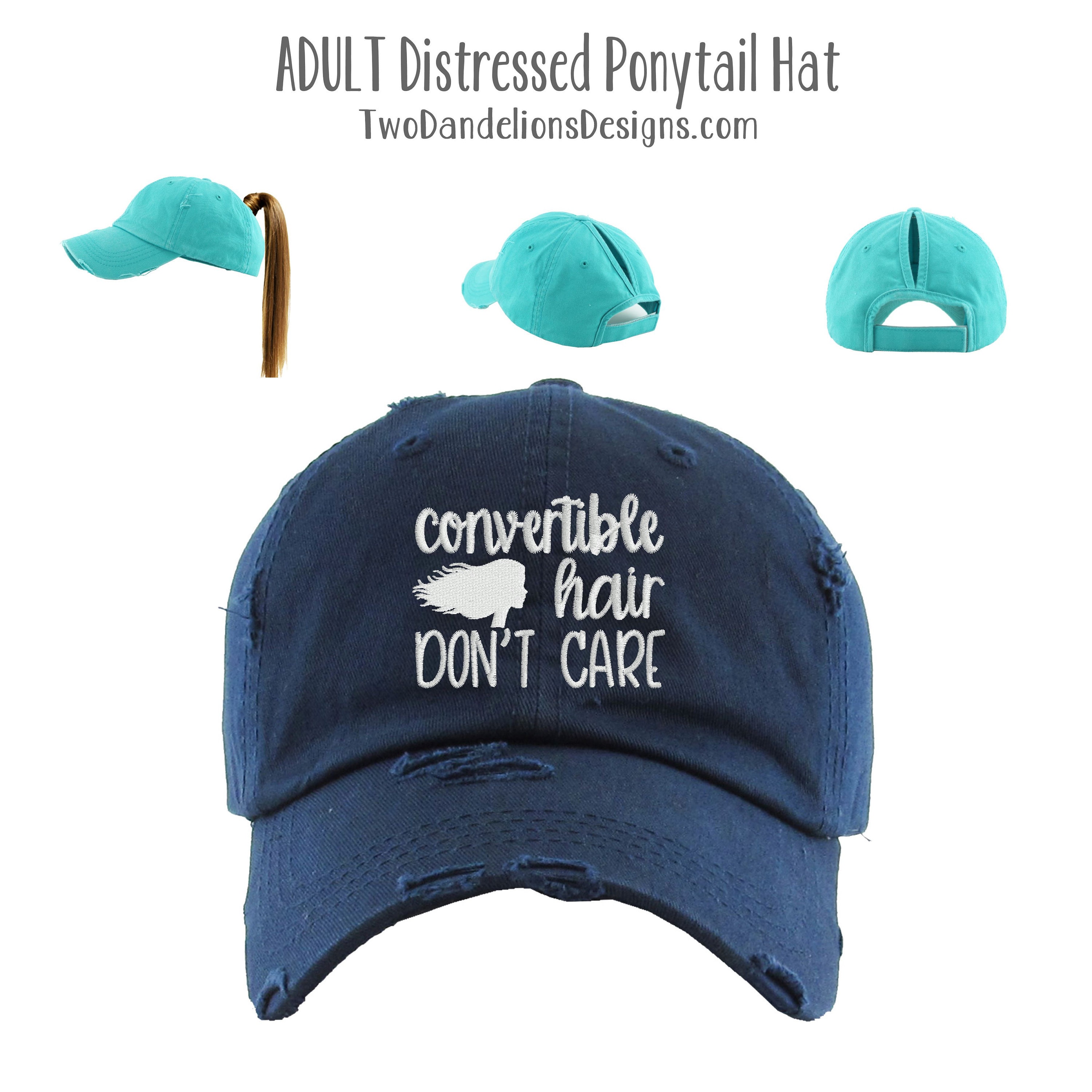 Convertible Hair Don't Care Ponytail Hat Embroidered - Etsy Convertible Hair Don't Care Ponytail Hat Embroidered - Etsy