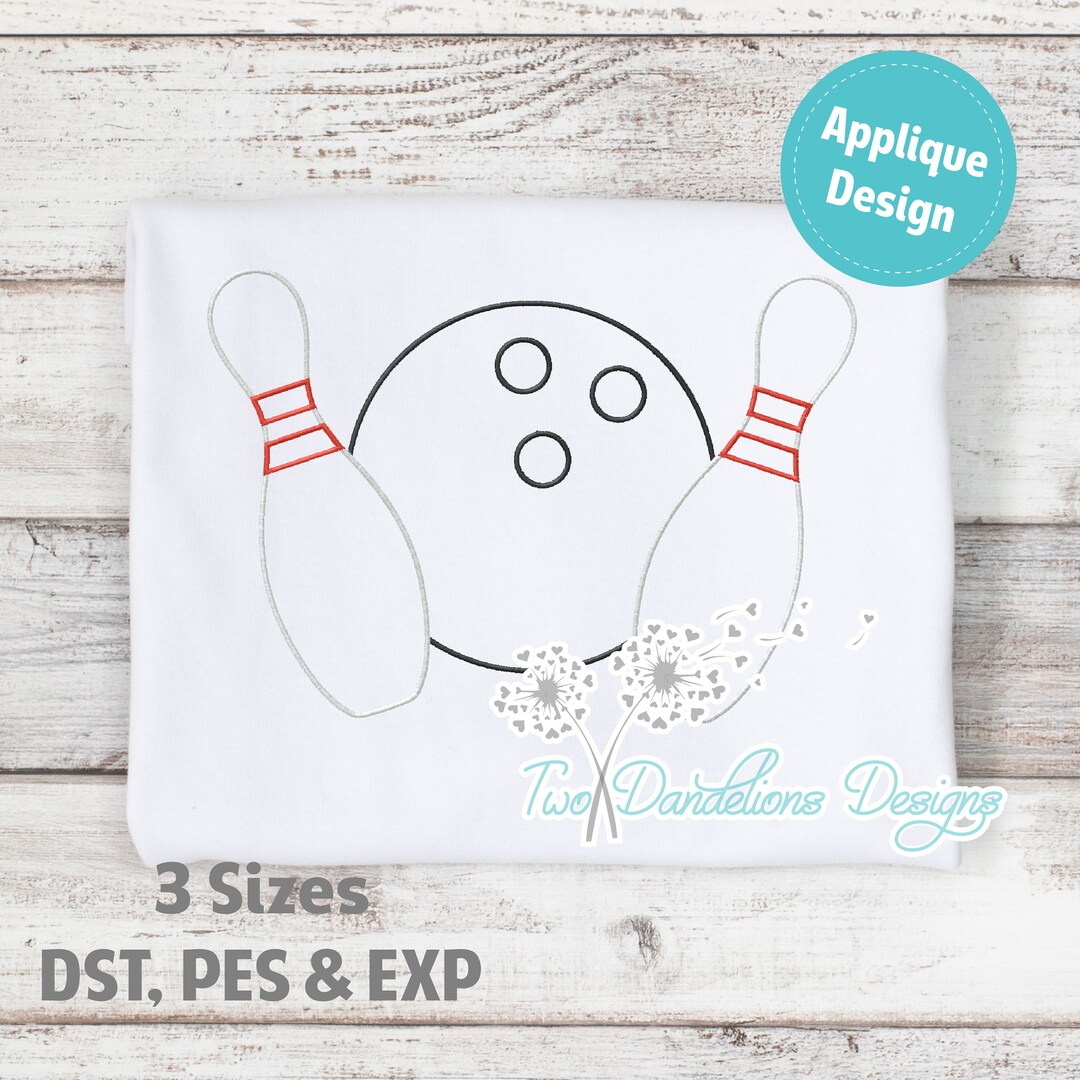 Bowling Applique Embroidery Design, Machine Embroidery, Bowling Design