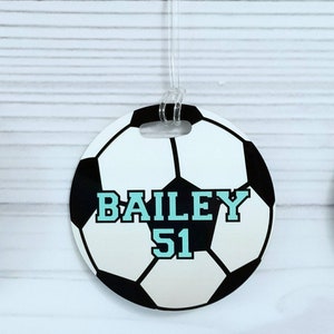 SOCCER Bag Tag, soccer luggage wrap. soccer gift, personalized bag tag, double sided bag tag, team bag tag, coach gift, team mascot gift