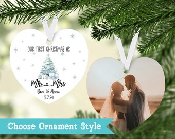 Custom Photo Ornament, Personalized Ornament, wedding ornament, Mr. & Mrs. ornament, keepsake ornament, Christmas keepsake