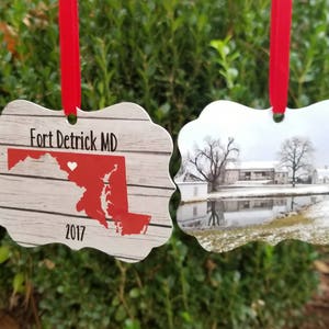 Military Base Christmas Ornament, photo ornament, ANY Military Base, Christmas decor, Christmas tree,  keepsake ornament