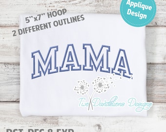 MAMA Applique Embroidery Design 5 x 7, machine embroidery, mama design, mama embroidery design