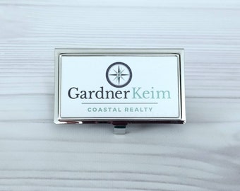 Custom Logo Business Card Case, Shimmer Metal, Personalized Gift