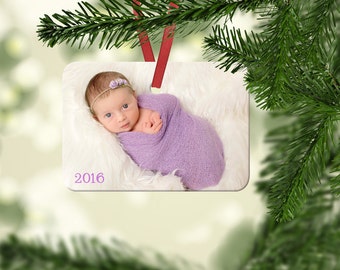 Custom Christmas Ornament, RECTANGLE Photo Christmas Ornament, personalized ornament, two sided ornament, aluminum ornament, Christmas decor