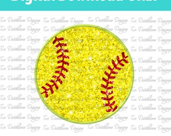 Softball faux glitter applique design, softball clipart, softball png, DIGITAL DOWNLOAD