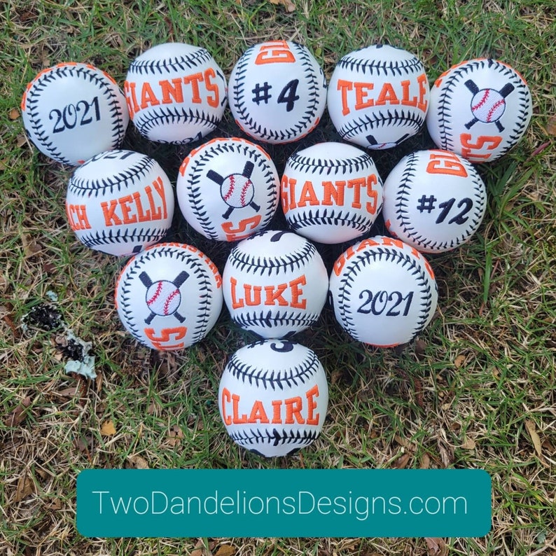 Custom Baseball, embroidered baseball, baseball gift, coach gift, graduation gift, groomsman gift, gifts for him, baby shower gift image 1