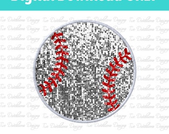 Baseball faux sequin applique design, baseball clipart, baseball png, DIGITAL DOWNLOAD