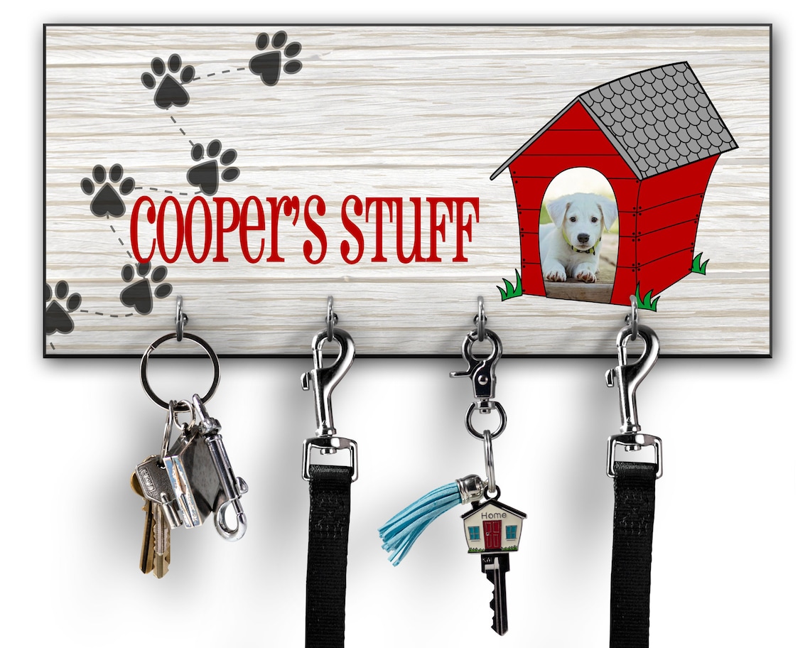 Personalized Dog Leash Holder, Custom Dog Leash Rack, Dog Photo Gift