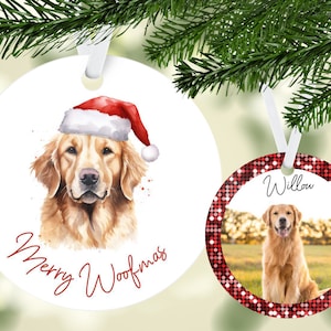 Custom Christmas Ornament, DOG Photo Christmas Ornament, personalized ornament, two sided ornament, aluminum ornament, Christmas decor