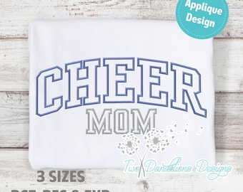 Cheer Mom Applique, large applique, 3 Sizes, cheer embroidery design, cheer mom design, cheer pes, cheer dst, cheer exp