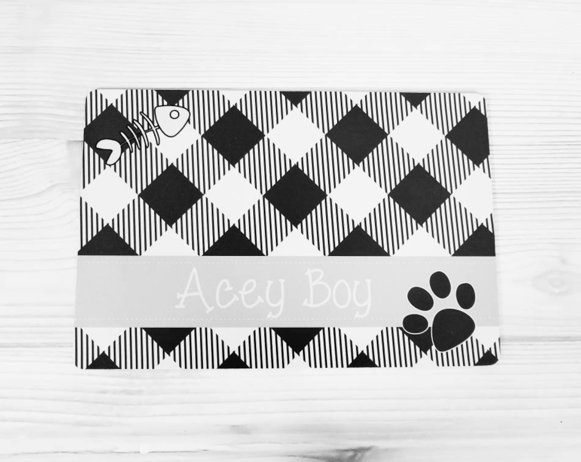 Personalized Pet Placemat. Pet Accessoires Black Plaid Pet | Etsy