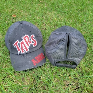 CUSTOM PONYTAIL Baseball Hat, mascot hat, team hat, custom baseball hat, custom rhinestone design, football, baseball, band, softball