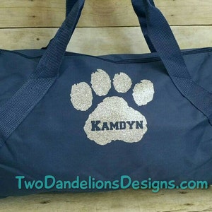 Personalisierter PAWPRINT/ MASKOTT Duffel/Turnbeutel. Jubelgeschenk, Tanzgeschenk, Duffeltasche, personalisierte Duffeltasche