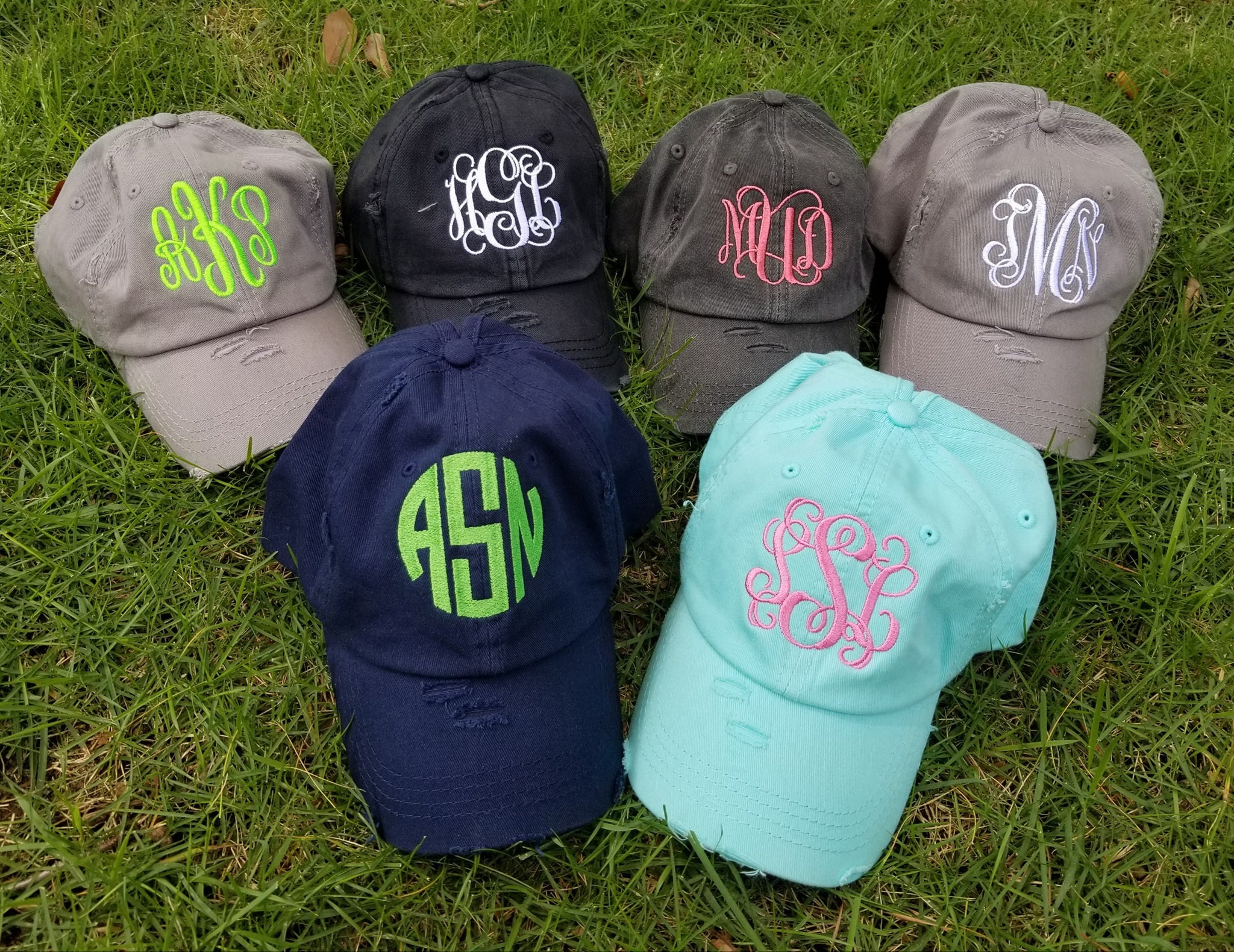 Distressed monogram hat hotsell