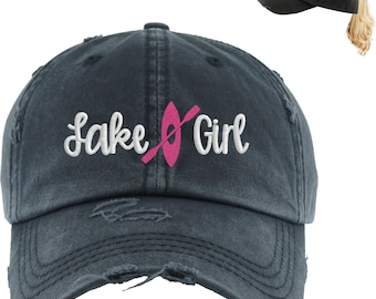 Kayak Lake Girl ponytail hat, ladies' hat, embroidered ponytail hat, ponytail hat, car accessories, messy bun, gifts for her