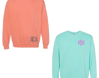 Monogrammed Comfort Color Sweatshirts, Crewneck sweatshirt, Comfort Color Tee, Monogrammed, personalized Tee, monogram shirt