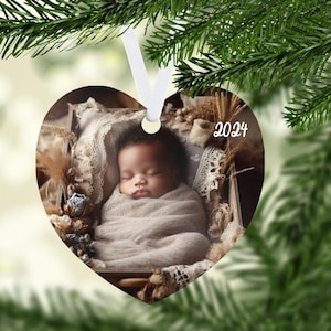 Custom Christmas Ornament, HEART Photo Christmas Ornament, personalized ornament, two-sided ornament, aluminum ornament, Christmas decor