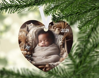 Custom Christmas Ornament, HEART Photo Christmas Ornament, personalized ornament, two-sided ornament, aluminum ornament, Christmas decor