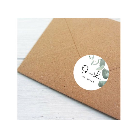 Personalised Save The Date Wedding Invite Stickers Seal Labels Eucalyptus  Design