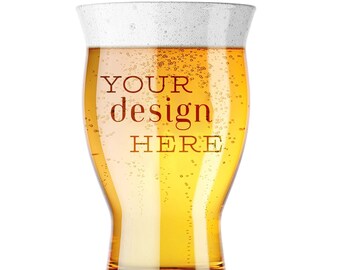 Handblown 16oz Customized laser etched craft beer glasses - Set of 2